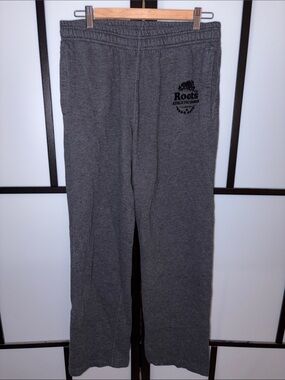 Roots Mens Dark Gray Relaxed Fit Sweatpants with Black Logo - Size L